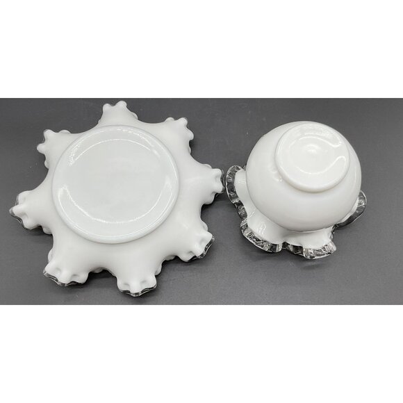 Vintage Silvercrest Fenton Vase & Dish Milk Glass 4"H x 7.5"D - Picture 6 of 7